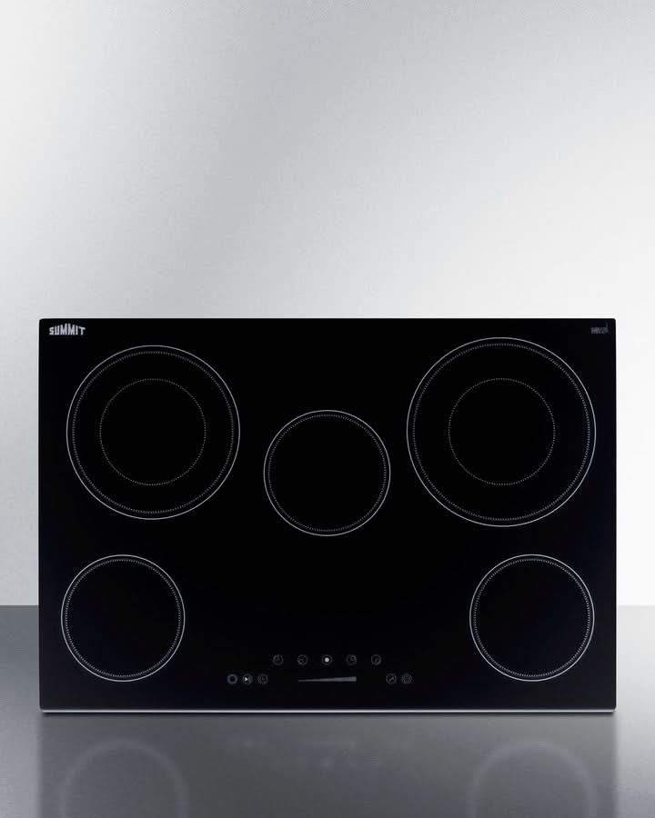 Summit 30 Wide 208-240V 5-Burner Radiant Cooktop Black - CR5B30T7B