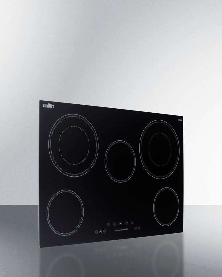 Summit 30 Wide 208-240V 5-Burner Radiant Cooktop Black - CR5B30T7B