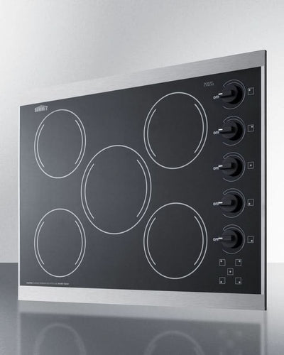 Summit 27 Wide 230V 5-Burner Radiant Cooktop Black - CRS5B13B