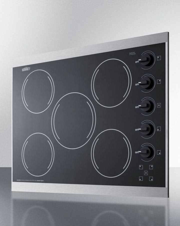Summit 27 Wide 230V 5-Burner Radiant Cooktop Black - CRS5B13B