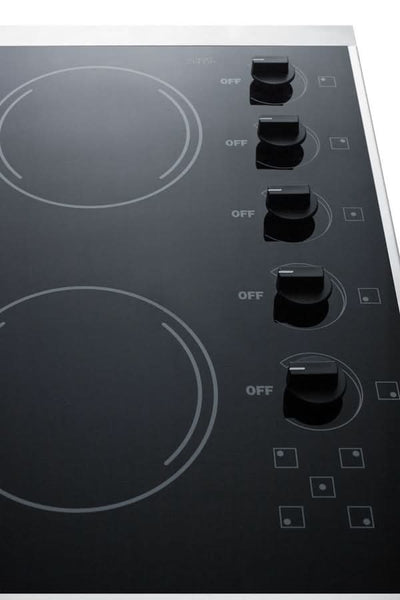 Summit 27 Wide 230V 5-Burner Radiant Cooktop Black - CRS5B13B