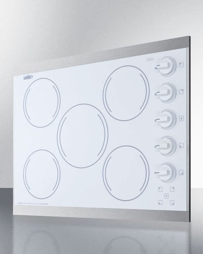 Summit 27 Wide 230V 5-Burner Radiant Cooktop White - CRS5B14W