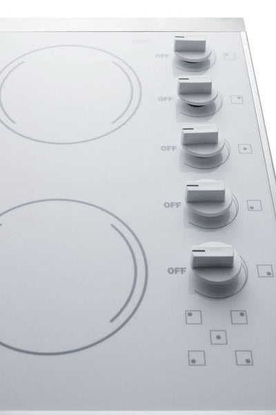 Summit 27 Wide 230V 5-Burner Radiant Cooktop White - CRS5B14W