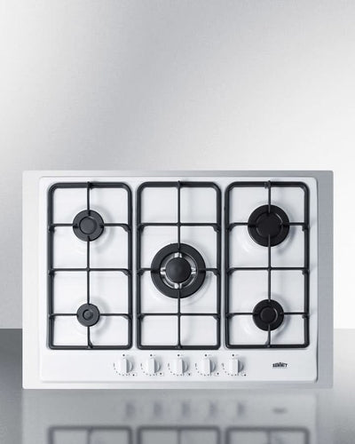 Summit 30 Wide 5 Burner Gas Cooktop White - GC5271WTK30