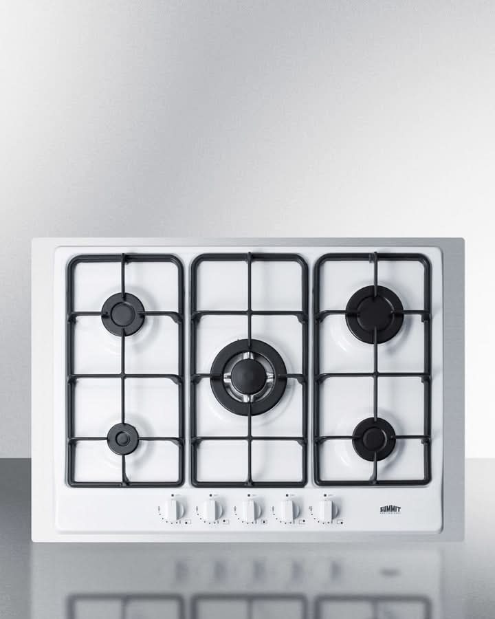 Summit 30 Wide 5 Burner Gas Cooktop White - GC5271WTK30