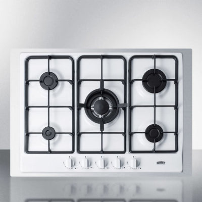 Summit 30 Wide 5 Burner Gas Cooktop White - GC5271WTK30