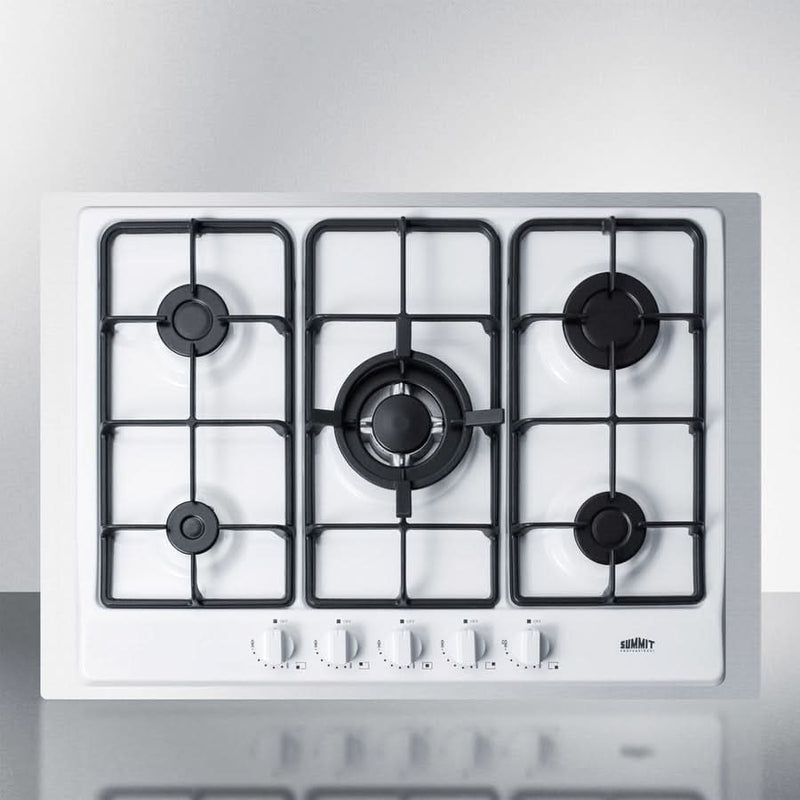 Summit 30 Wide 5 Burner Gas Cooktop White - GC5271WTK30