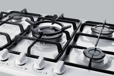 Summit 30 Wide 5 Burner Gas Cooktop White - GC5271WTK30