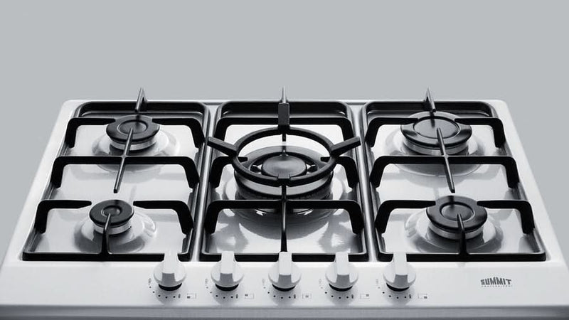 Summit 30 Wide 5 Burner Gas Cooktop White - GC5271WTK30