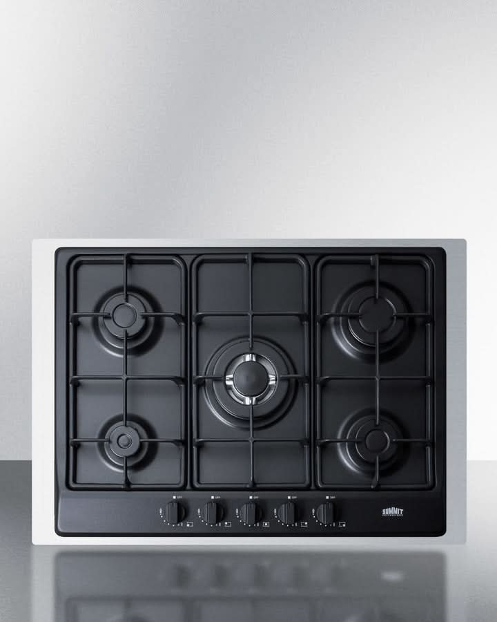 Summit 30 Wide 5 Burner Gas Cooktop Black - GC5272BTK30