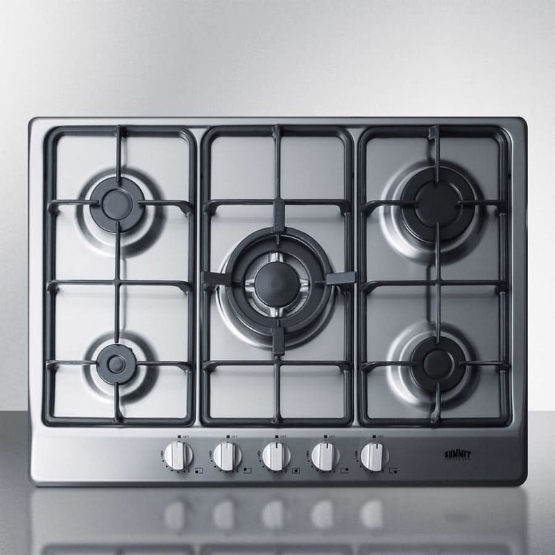 Summit 27 Wide 5 Burner Gas Cooktop Stainless Steel - GC527SS