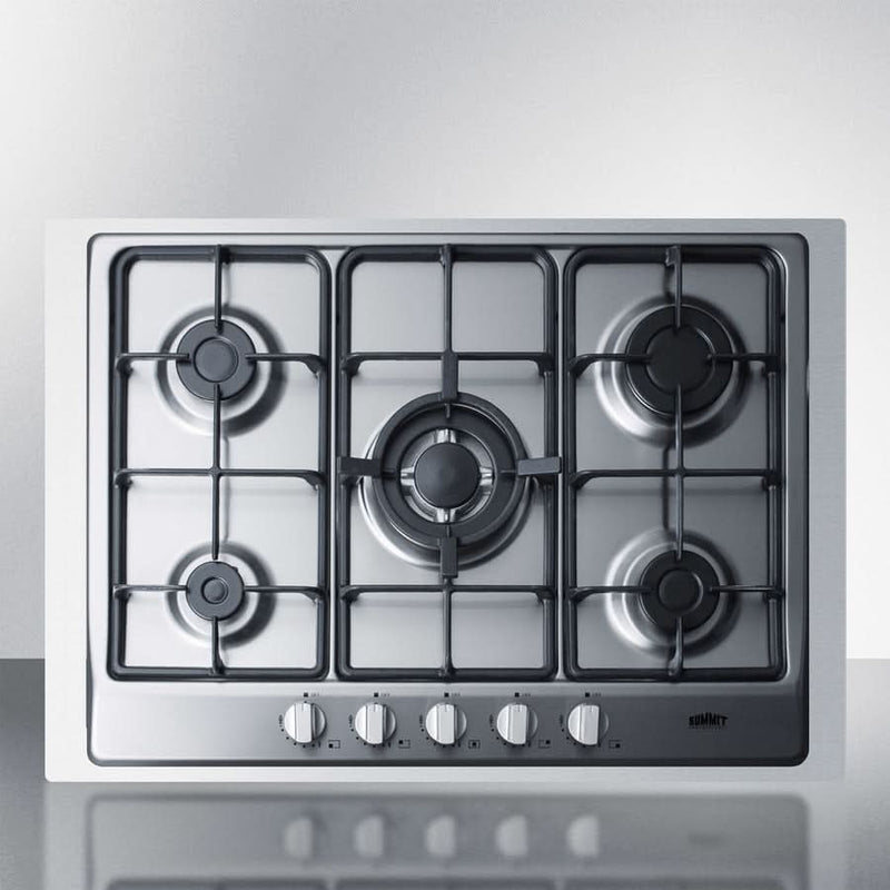 Summit 30 Wide 5 Burner Gas Cooktop Stainless Steel - GC527SSTK30