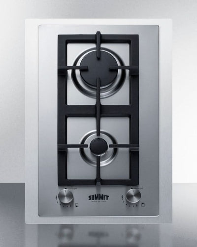 Summit 15 Wide 2 Burner Gas Cooktop In Stainless Steel - GCJ2SSTK15