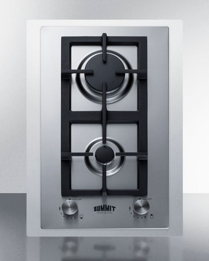 Summit 15 Wide 2 Burner Gas Cooktop In Stainless Steel - GCJ2SSTK15