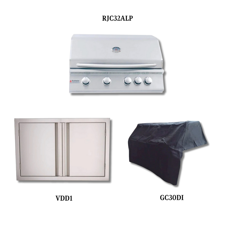 RCS Premier RJC32 LP with Stainless Double Door and Cover - RJC32ALP-PCKG1