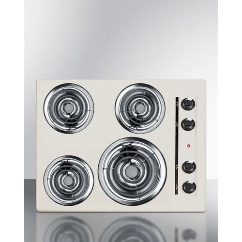 Summit 24 Wide 4-Burner Coil Cooktop Bisque - SEL03