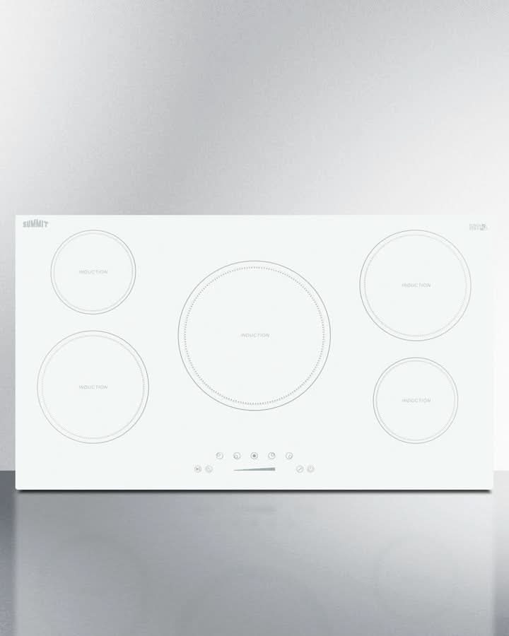 Summit 36 Wide 208-240V 5-Zone Induction Cooktop White - SINC5B36W