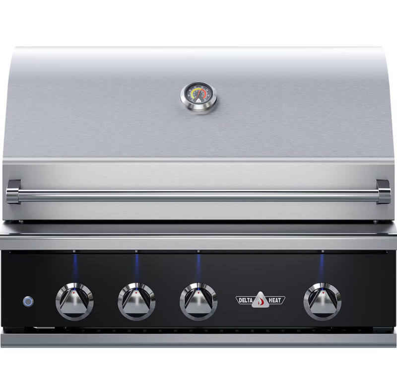 Delta Heat 32-Inch 3-Burner Built-In Natural Gas Grill w/ Rotisserie - Black Control Panel - DHBQ32R-KN