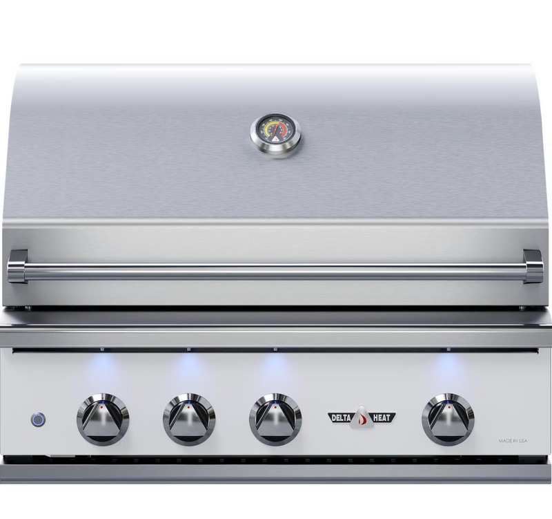 Delta Heat 38-Inch 3-Burner Built-In Propane Grill w/ Rotisserie - White Control Panel - DHBQ38R-WL