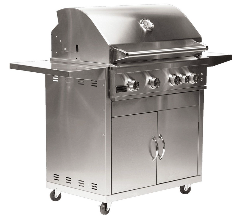 Broilmaster B-Series Deluxe 32-Inch Stainless Steel Freestanding Propane Gas Grill with Rear Infrared Burner- BSB324P+BSACT32