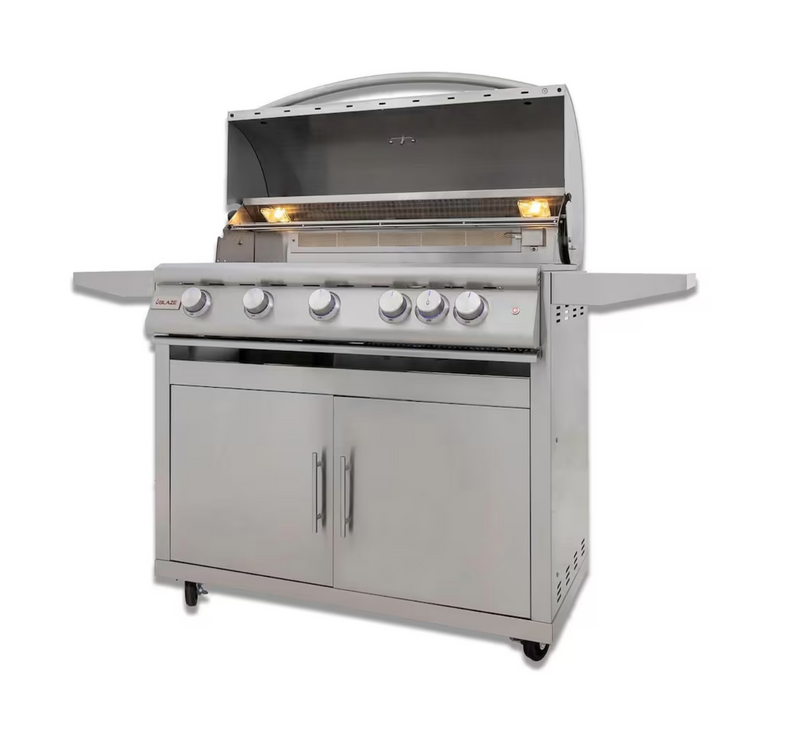 Blaze LTE+ 40-Inch 5-Burner Natural Gas Grill w/ Lift-Assist Hood & Rear Infrared Burner - BLZ-5LTE3-NG + BLZ-5-CART-SC