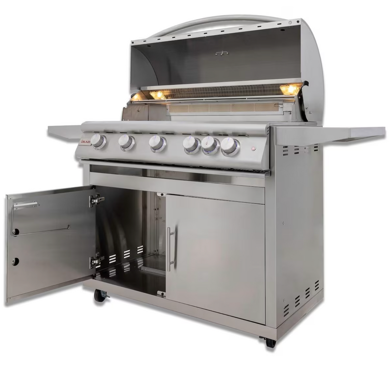 Blaze LTE+ 40-Inch 5-Burner Natural Gas Grill w/ Lift-Assist Hood & Rear Infrared Burner - BLZ-5LTE3-NG + BLZ-5-CART-SC