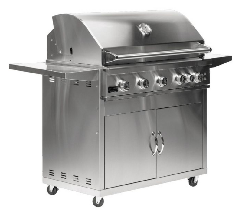 Broilmaster B-Series Deluxe 40-Inch Stainless Steel Freestanding Propane Gas Grill with Rear Infrared Burner- BSB405P+BSACT40