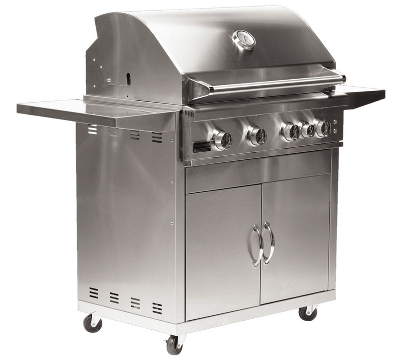 Broilmaster B-Series Deluxe 32-Inch Stainless Steel Freestanding Propane Gas Grill with Rear Infrared Burner - Marine Grade- BSB324MGP+BSACT32