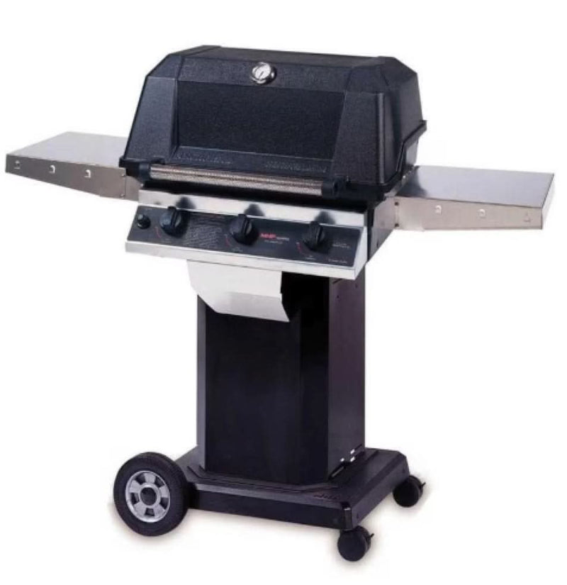 MHP Tri-Burn W3G4DD - 57-Inch 3-Burner Black Cart Grill with Sear MagicGrids - Natural Gas - W3G4DD-NS + OCOLB + OM-N