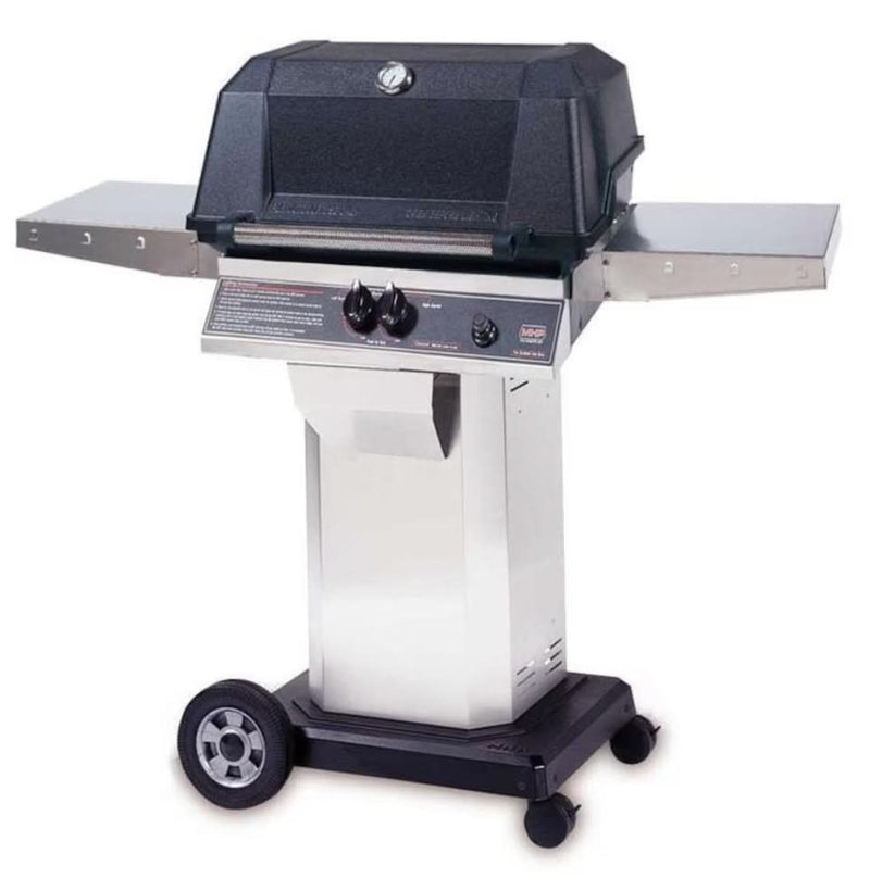 MHP WNK4DD - 57-Inch 2-Burner Stainless Cart Grill with Stainless Steel Shelves and Sear Magic Grids - Liquid Propane Gas - WNK4DD-PS + OCOL + OM-P