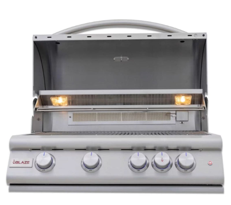 Blaze Premium LTE+ 32-Inch 4-Burner Built-In Natural Gas Grill W/ Rear Infrared Burner & Lift-Assist Hood - BLZ-4LTE3-NG