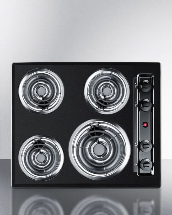 Summit 24 Wide 4-Burner Coil Cooktop Black - TEL03