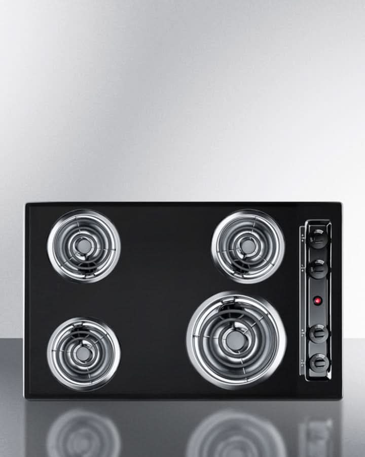 Summit 30 Wide 4-Burner Coil Cooktop Black - TEL05