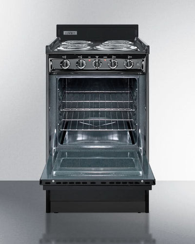 Summit 24 Electric Range with Manual Clean Oven and Chrome Drip Pans Black - TEM110C