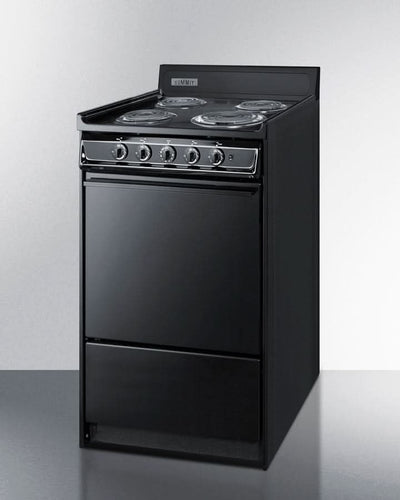 Summit 24 Electric Range with Manual Clean Oven and Chrome Drip Pans Black - TEM110C