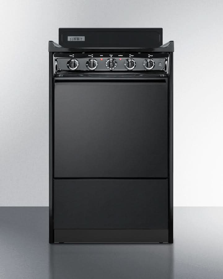 Summit 24 Electric Range with Manual Clean Oven and Chrome Drip Pans Black - TEM110C
