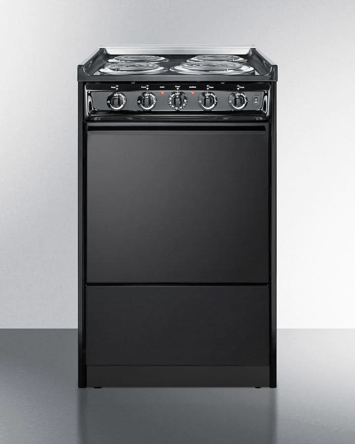 Summit 24 Electric Range with Chrome Drip Pans and Manual Clean Oven Black - TEM110CR