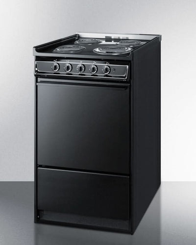 Summit 24 Electric Range with Chrome Drip Pans and Manual Clean Oven Black - TEM110CR