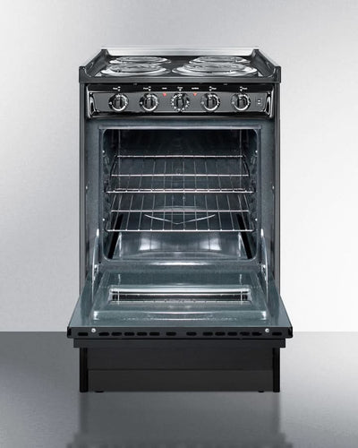 Summit 24 Electric Range with Chrome Drip Pans and Manual Clean Oven Black - TEM110CR
