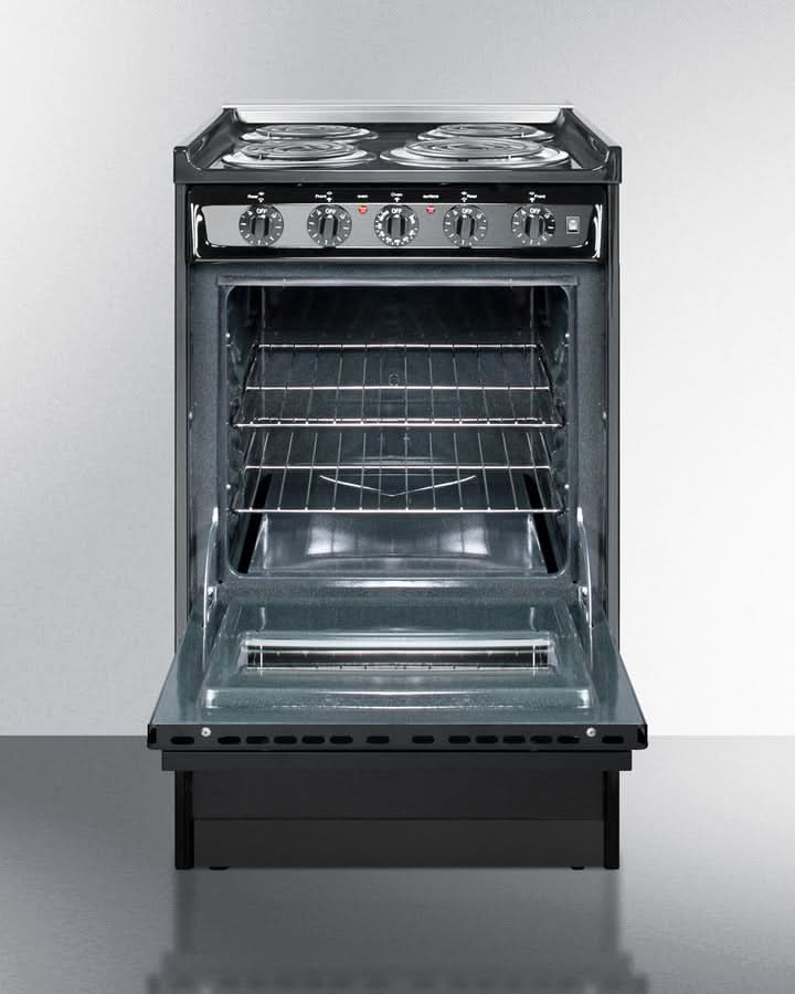 Summit 24 Electric Range with Chrome Drip Pans and Manual Clean Oven Black - TEM110CRW