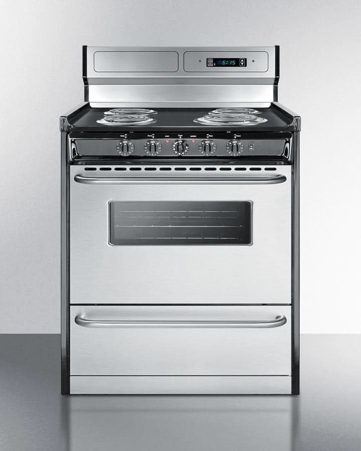 Summit 24 Electric Range with Manual Clean Oven Stainless Steel - TEM230BKWY