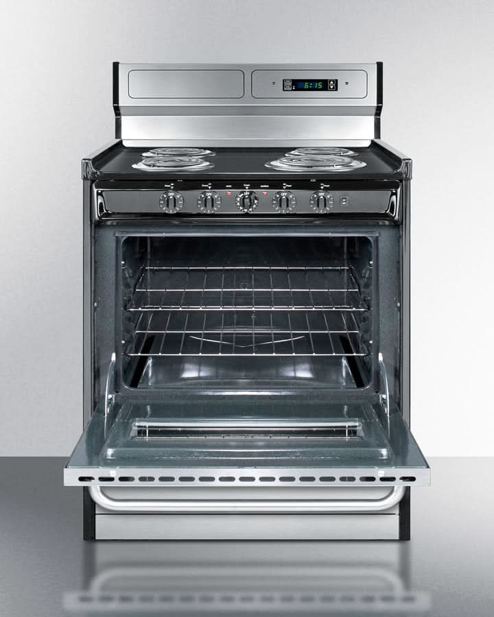 Summit 24 Electric Range with Manual Clean Oven Stainless Steel - TEM230BKWY