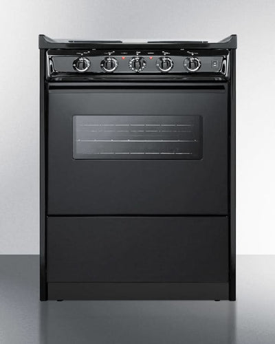 Summit 24 Wide Electric Range with Chrome Drip Pans and Manual Oven Black - TEM610CR
