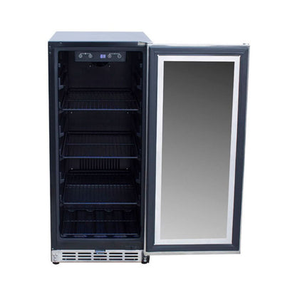 TrueFlame 15" Outdoor Rated Fridge w/Glass Door- AMD-RFR-15G