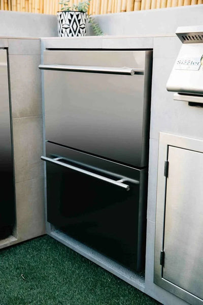 TrueFlame 24" 5.3C Deluxe Outdoor Rated 2-Drawer Fridge- AMD-RFR-24D-R-A