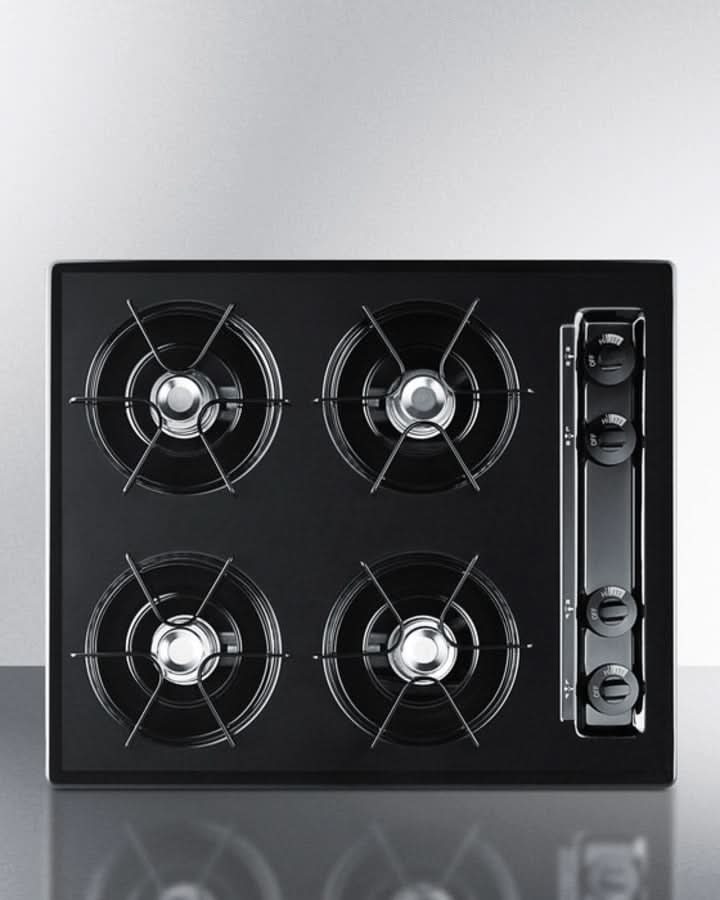 Summit 24 Wide 4 Burner Gas Cooktop Black - TNL03P