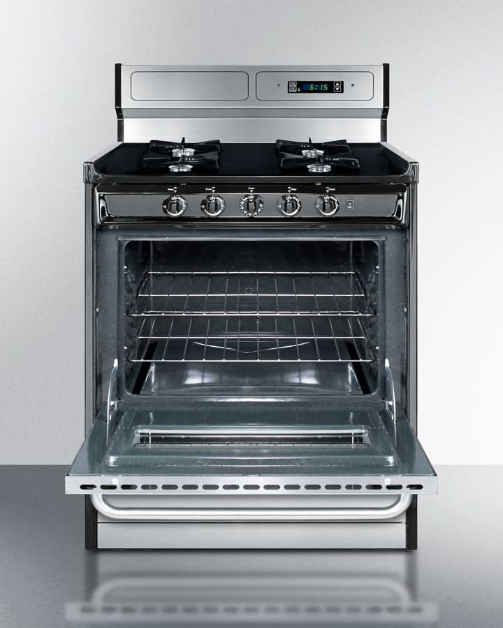Summit 30 Wide Gas Range, Open Burners - TNM2307BKW