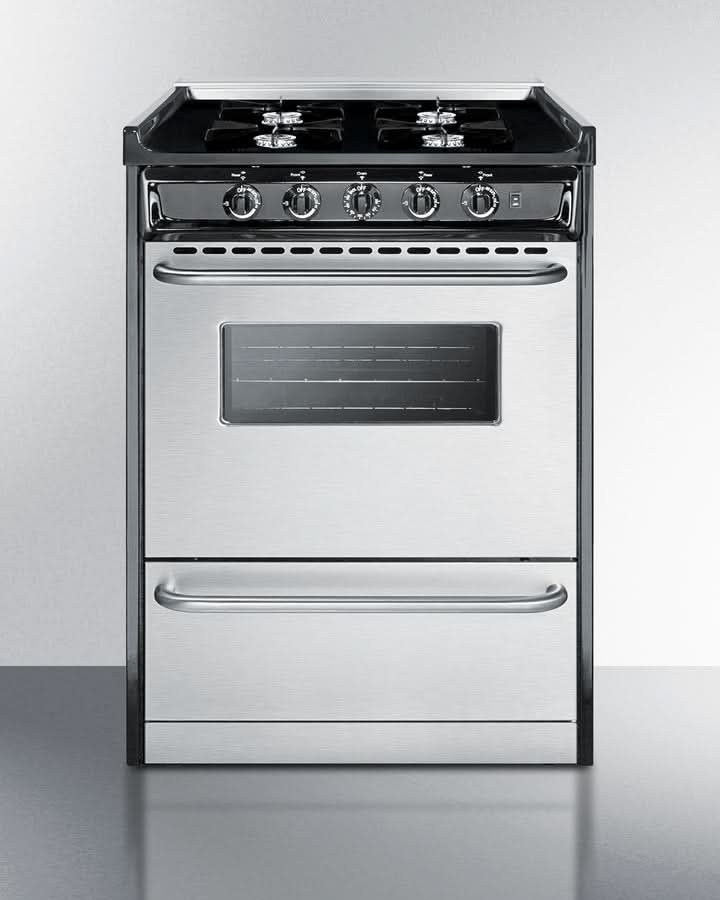 Summit 24 Wide Gas Range, Open Burners - TNM6107BRW
