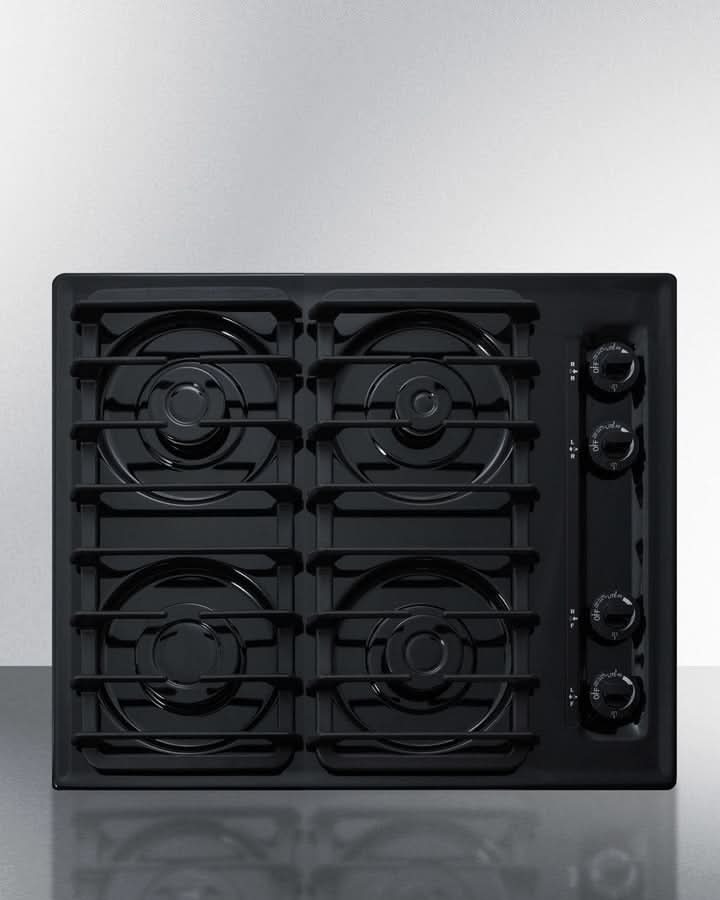 Summit 24 Wide 4 Burner Gas Cooktop Black - TTL033S
