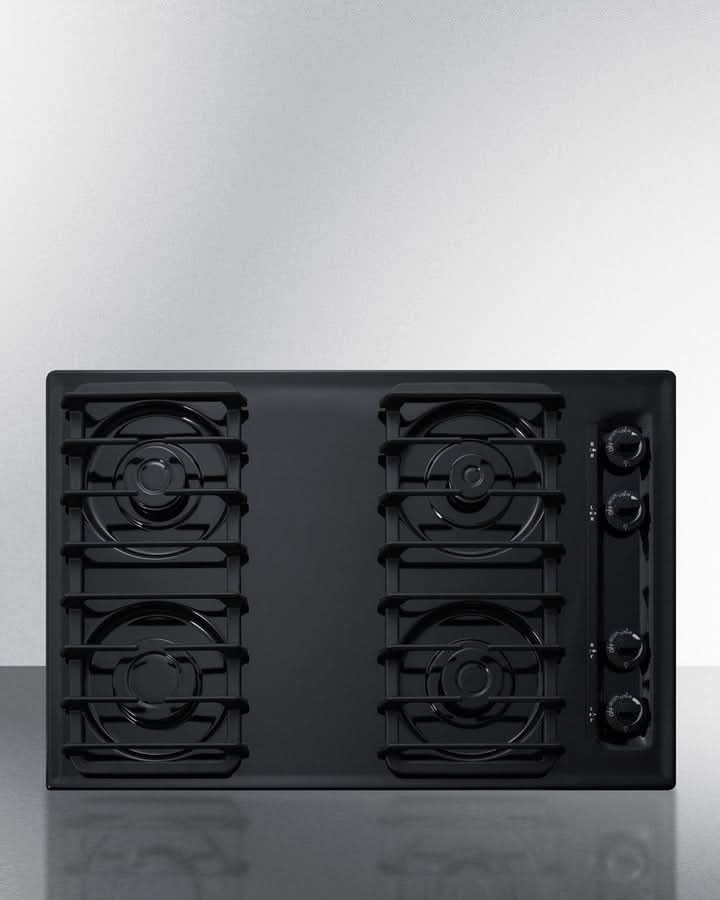 Summit 30 Wide 4 Burner Gas Cooktop Black - TTL053S